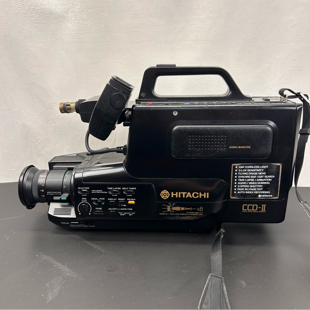 Vintage 1980s Video Camera Hitachi VM-3270A with Accessories And Case Untested